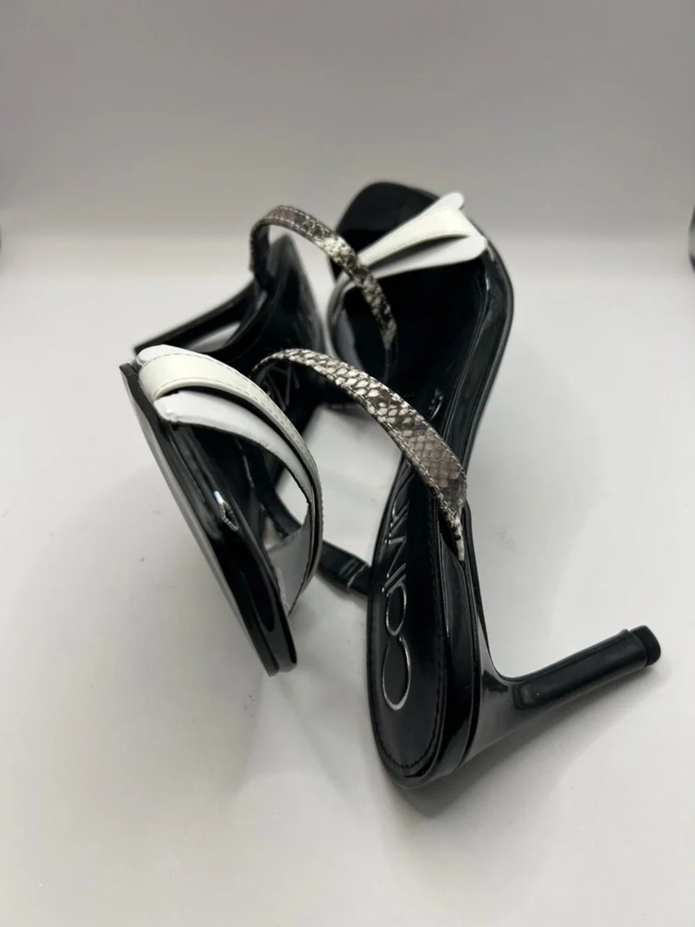 Calvin Klein Women's White and Black Strappy Sandal